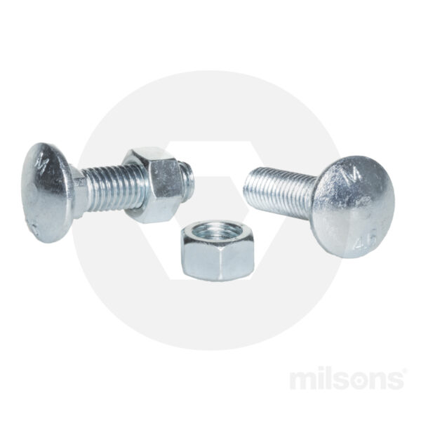 COACH BOLT/NUT MILD STEEL M10x80 ZINC