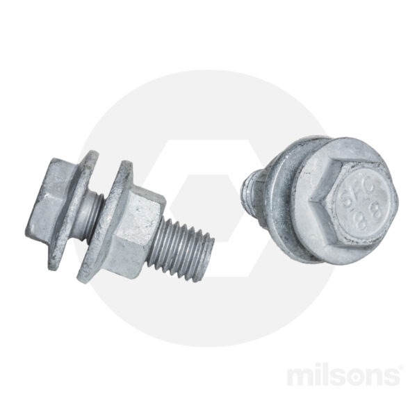 PURLIN BOLT/NUT CL 8.8 M16x35 GALV FLANGED