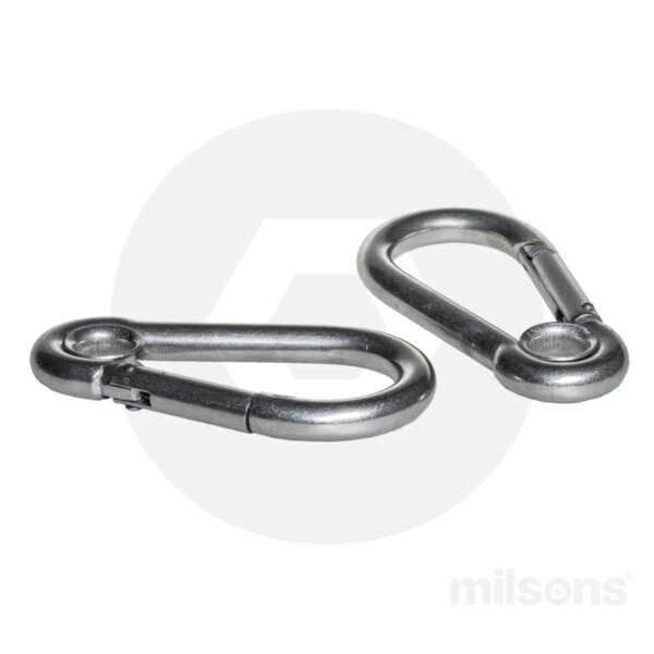 SPRING HOOK WITH EYELET SS316 M5