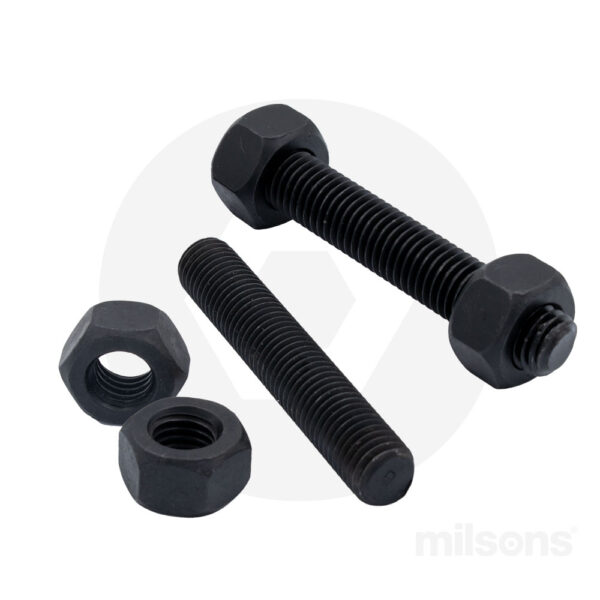 B7 STUD/NUTS UNC 1/2x150 BLACK