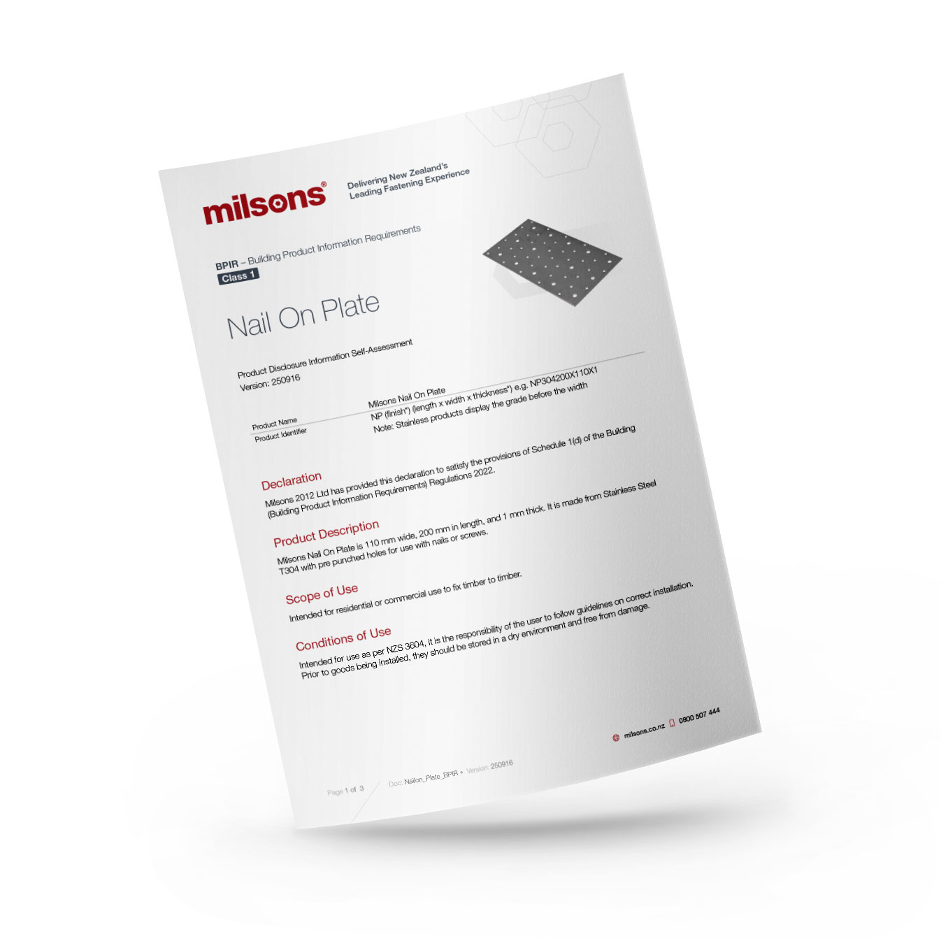 Nail On Plate BPIR Document