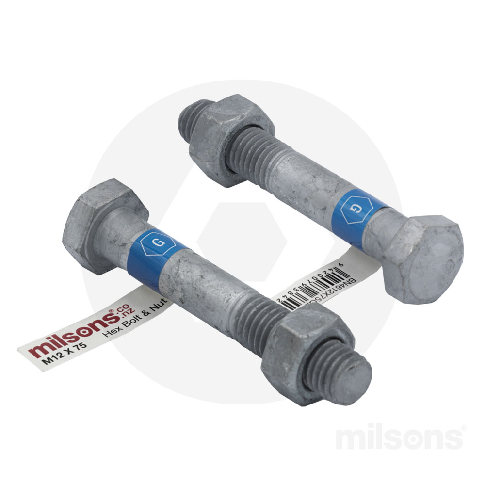 Hex Bolt & Nut Galvanised Individual Barcoded Product