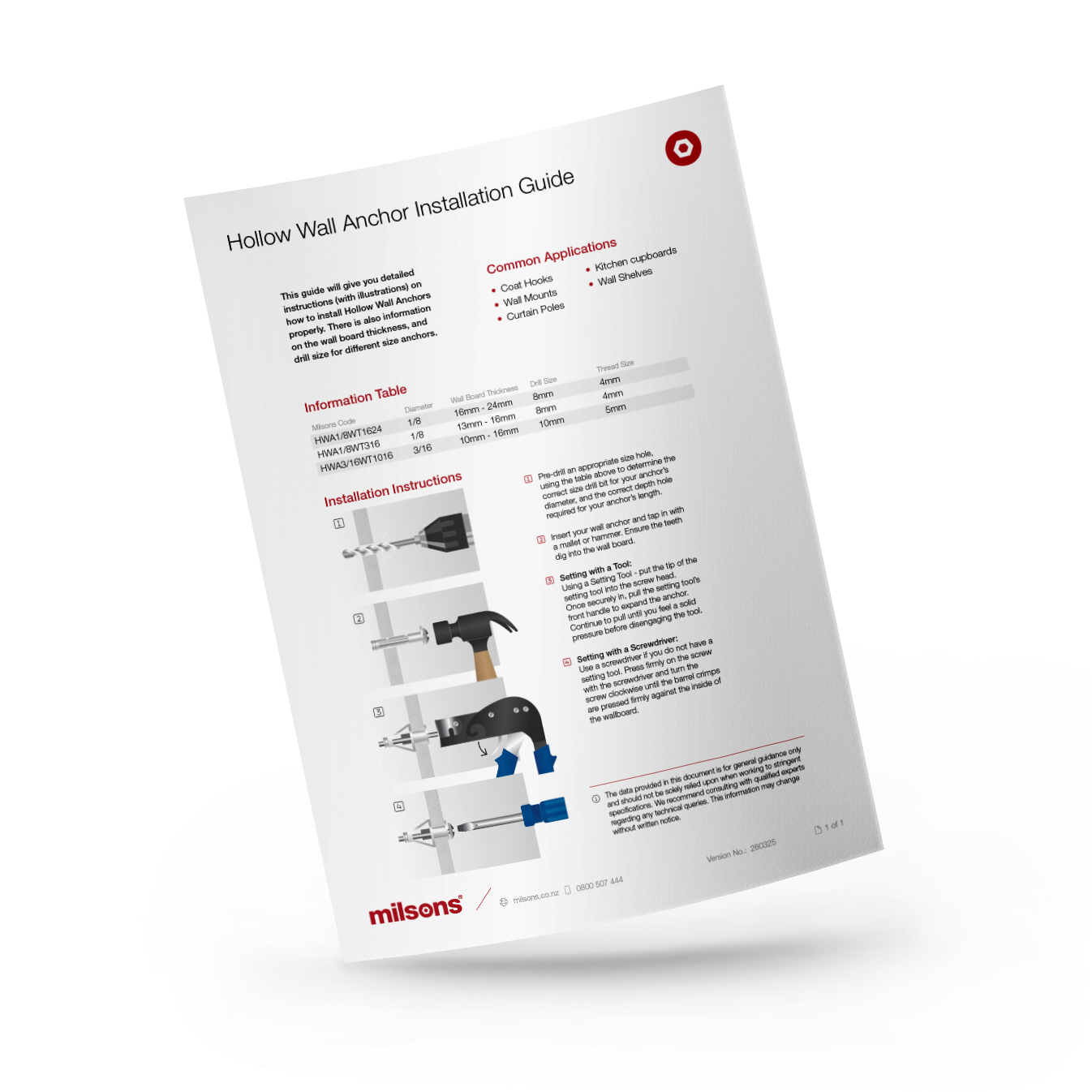 Hollow Wall Anchor Installation Guide